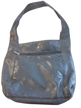 Vintage Ashlin Genuine Black Leather Shoulder Bag Purse